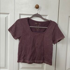 Ribbed Crop Top in Purple